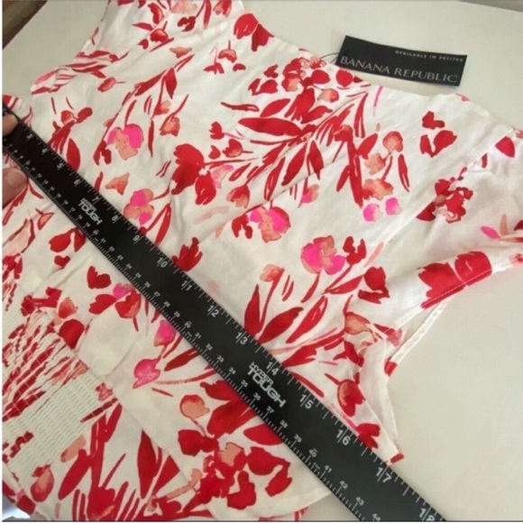 Banana Republic NWT Spring Coral Floral Linen Cotton Mini Dress - Picture 5 of 10